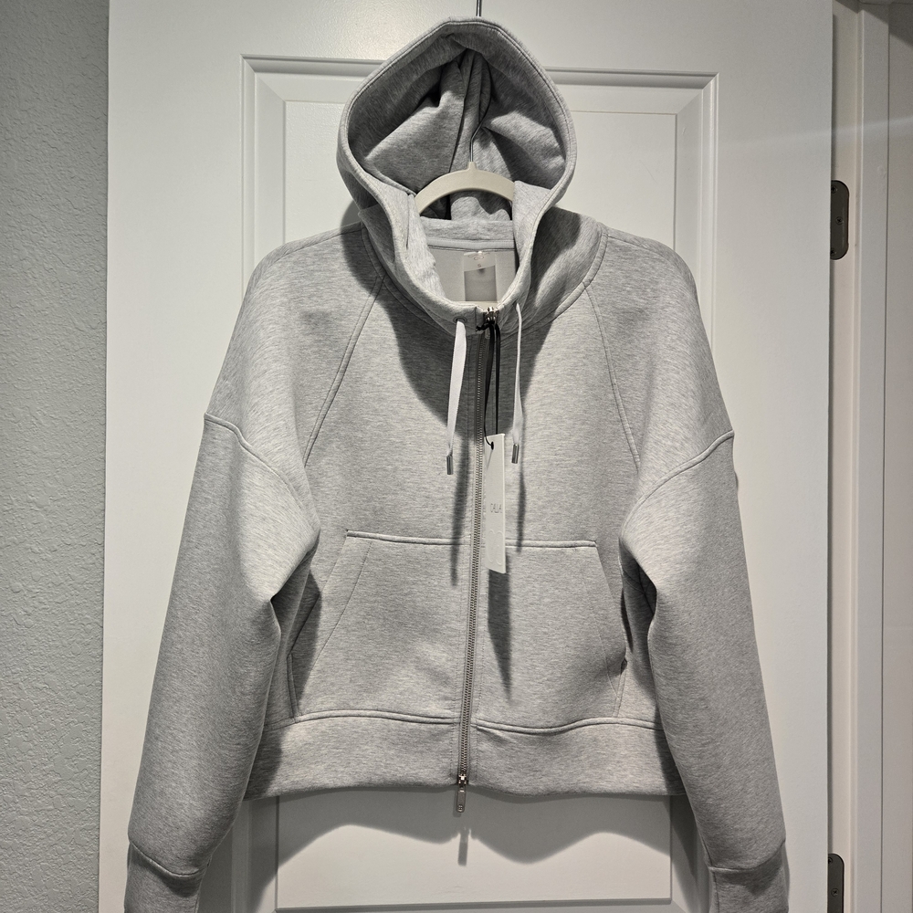 NWT- CALIA Soft Scuba Full Zip Hoodie Light Heather Grey Size Small - Picture 8 of 16